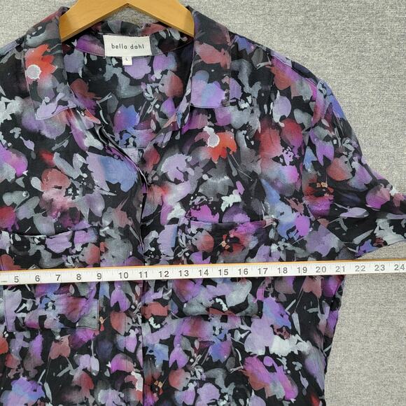 BELLA DAHL FLORAL HIPSTER BUTTON SHIRT, SIZE L - Picture 8 of 9